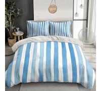 Duvet Cover Set 3 Pcs Simple Stripes 3D Digital Printing Watercolor Art Bedding Set Girl Woman Blue Quilt Cover With Pillowcase Easy Care Machine Washable,Microfiber,Super King
