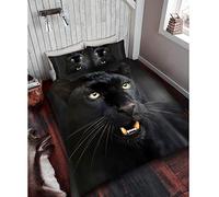Duvet Cover Set 3D Animal Print Effect Quilt Bedding Set Poly Cotton New Soft (Black Panther Print, Single)
