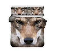 Duvet Cover Set 3D Animal Wolf Print Quilt Cover with Pillowcases Personalized Design Double Size Bedding Set Zipper Closure Easy Care