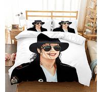 Duvet Cover Set 3Pcs Michael Jackson Bedding Set Soft Microfiber Easy Care Quilt Cover Witn 2 Pillow Cases for Teens Girls Kids Reversible Duvet Set (200x200cm(Double),MJ 06)