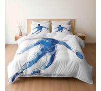 Duvet Cover Set Abstract Minimalist Handball Graffiti Art Design, Reversible Double Bedding 3 Pcs Ultra Soft Hypoallergenic Luxury, Quilt Cover with Zipper Closure, White