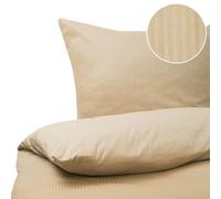 Duvet Cover Set AVONDALE Sateen Cotton 155 x 220 cm Beige
