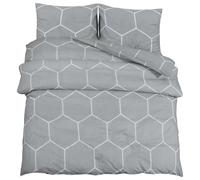 vidaXL Duvet Cover Set Grey 200x200 cm Cotton