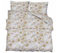 Duvet Cover Set Bedding White and Brown 225x220 cm Cotton vidaXL