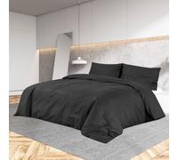 Duvet Cover Set Black Microfiber 200x200 cm + 60x70 cm Hidden Button Closure Lux