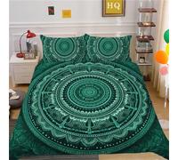 Duvet Cover Set Bohemian Mandala Bedding Set Circles Geometry Floral Boho Exotic Black White Grey Red Yellow Vintage Colours Quilt Cover With Pillow Case (Style 6,Two separate pillowcases 50x75 cm)
