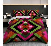 Duvet Cover Set Brushed Microfiber Abstract Geometric Modern Ultrasoft Hypoallergenic Duvet Cover 3 Pcs Multicolored Non Iron Luxury Bedding Sets With Zipper Closure Double 79x79 inch