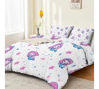 Duvet Cover Set Cartoon Painted Little Mermaid Stars theme Reversible Print, Colorful Ultra Soft Wrinkle Brushed Microfiber Bedding sets, Comes with pillowcase Resistant For All Seasons 260 × 220 cm
