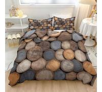 Duvet Cover Set Chestnut Brown - Rustic Wood Blocks Texture Reversible Quilt Cover, Soft Microfiber Duvet Set Easy Care and Cosy Bedding Sets with Pillowcases Single (135 x 200) cm