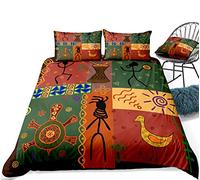 Duvet Cover Set Colorful Bohemian Exotic Ethnic Style Retro Funky Pattern Dance Moves Instruments Art Print Home Decor Bedding Set (Style 6#, Single 135x200cm)