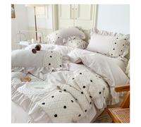 Duvet Cover Set Cotton Washed Cotton 4-Piece Set, Princess Cotton Bedding Polka Dot Embroidery Duvet Cover Set, All Seasons Duvet Cover Full (Color : Gris, Size : 2.0m bed-220x240