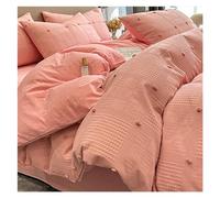 Duvet Cover Set, Cotton Washed Cotton Three-Dimensional Cut Flowers Small Luxury Duvet Cover, 4 Pieces Bedding Set (Color: Pink, Size: 2.0m bed -220x240cm)