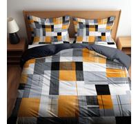 Duvet Cover Set Dark Gray 2-Piece Cot-bed 120 x 150 cm Graphic Design Plaid Microfibre Bedding with Zippers and 1 Pillowcases Non Iron Bedding Hotel Quality Quilt Cover
