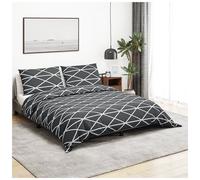 Duvet Cover Set Dark Grey & White 140x200 cm 100% Cotton Hidden Buttons Softness