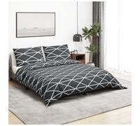 Duvet Cover Set Dark Grey/White 140x200cm 65x65cm 100% Cotton Soft OEKO-TEX Plus