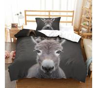 Duvet Cover Set Donkey 2Pcs 3D Printed Duvet Cover Set Fashion Donkey Microfibre Soft Quilt Covers And 1*Pillowcases Easy Care Quality Bedding Sets for Adults Kids Bedroom Single（135x200cm）