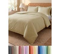 Duvet Cover Set Double 200x200 - Microfibre 3 Piece Bedding Set - Beige