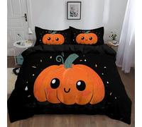 Duvet Cover Set Double 3D Bedding Set Kids Boys GirlsCartoon Themed Pumpkin Halloween 3d Print Comforter Cover Set Soft Quilt Cover All Season BeddingBlack