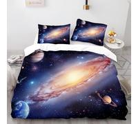 Duvet Cover Set Double Andromeda Galaxy Quilt Cover Bedding Set Easy Care Bed Linen Soft Microfiber, Bedding Sets & Pillowcase with Zipper Closure, Duvet Cover for Kids Teenagers
