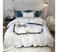 Duvet Cover Set Double Bedding Set King Size Silk Duvet Covers Green Bedding Sets Duvet Covers Quilt Cover Flat Sheet Pillowcases Silk Cotton Satin 4pcs (White King)