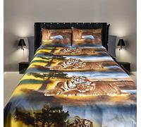 Duvet cover set Double King Quilt cover 3D 2 Pillow Cases Bedding NEW 80 GSM (Lion, KINGSIZE)