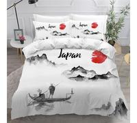 Duvet Cover Set double size 3D Japanese Cherry Blossoms Quilt Cover Soft Microfiber Comforter Cover With Zipper Closure Bedroom and 2 Pillowcase Landscape Bedding Sets for Kids Teens and Adults