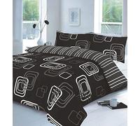 Duvet Cover Set Double with Pillowcases Quilt Reversible Poly Cotton, Blake Black