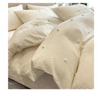 Duvet Cover Set Duvet Cover Set, Cotton Washed Cotton Three-Dimensional Cut Flowers Small Luxury Duvet Cover, 4 Pieces Bedding Set Duvet Cover (Color : White, Size : 1.5m-1.8m bed-200x230cm)