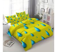 Duvet Cover Set Emperor 290x235 cm Cartoon Raindrops Green 3 Pieces Bedding Quilt Cover Sets, Ultrasoft Polycotton Bed Cover Set with 2 Pillowcases, for Kids Boys Girls Adults