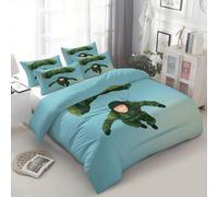 Duvet Cover Set Emperor 290x235 cm Cartoon Skydiver Blue Bedding Quilt Cover Set with Pillowcases, Hypoallergenic Soft Breathable Bed Covers, Polycotton Duvet Cover 3 Pieces