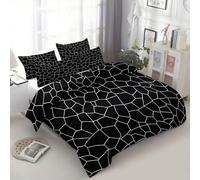 Duvet Cover Set Emperor 290x235 cm Geometry Lines Fragments Black Bedding Quilt Cover Set with Pillowcases, Hypoallergenic Soft Breathable Bed Covers, Polycotton Duvet Cover 3 Pieces