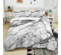 Duvet Cover Set Emperor 290x235 cm Marble Gray And White Bedding Quilt Cover Set with Pillowcases, Hypoallergenic Soft Breathable Bed Covers, Polycotton Duvet Cover 3 Pieces