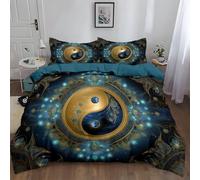 Duvet Cover Set Fantasy Style Yin Yang Symbol Double Size, 3Pcs Reversible Bedding Set - For All Seasons, Printed Quilt Cover Blue For Kids Teens Men Women Adult