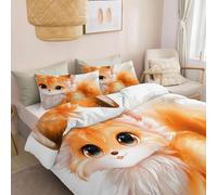 Duvet Cover Set for Kids Girls Boys - Super Soft Bedding Sets Cartoon Animals Cute Fox Washable Quilt Cover 3 Pieces White Duvet Quilt Covers and Pillowcases for King Bed 230 x 220 cm
