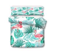 Duvet Cover Set for Single Double King Size Bed, Morbuy 3D Flamingo Printed Microfiber Bedding Sets Duvet Set with Pillowcases and Quilt case (Double-200x200cm,Turtle leaf)