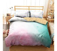 Duvet Cover Set for Single Double Super King Size Bed, Morbuy Cotton Candy 3D Printed Microfiber Bedding Sets Duvet Set with Pillowcases and Quilt case (Single-135x200cm -2pcs,Blue Pink)