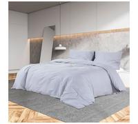 Duvet Cover Set Grey 200x200 cm 100% Cotton Lightweight OEKO-TEX Pillowcase Soft
