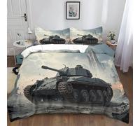 Duvet Cover Set Grey Easy to Care 3 Pcs Pattern Microfiber Ultra Soft Printed Duvet Cover Set With 2 Pillow Cases Printed Old Military Tank Bedding Set Single