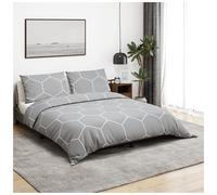 Duvet Cover Set Grey & White 200x220cm 80x80cm 100% Cotton Hidden Buttons Soft.