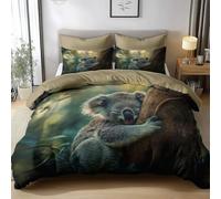 Duvet Cover Set King Size 220x230cm Koala On The Animal Tree Children Polycotton Bedding Print Bed Set Easy Care Soft Quilt Cover Duvet Cover with Pillowcase