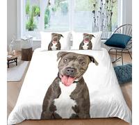 Duvet Cover Set king size 3D Staffordshire Bull Terrier Quilt Cover Soft Microfiber Comforter Cover With Zipper Closure Bedroom and 2 Pillowcase Dog Animal Bedding Sets for Kids Teens and Adults