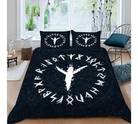 Duvet Cover Set king size 3D Viking Quilt Cover Soft Microfiber Comforter Cover With Zipper Closure Bedroom and 2 Pillowcase Norse Mythology Runes Bedding Sets for Kids Teens and Adults