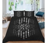 Duvet Cover Set king size 3D Viking Quilt Cover Soft Microfiber Comforter Cover With Zipper Closure Bedroom and 2 Pillowcase Norse Mythology Runes Bedding Sets for Kids Teens and Adults