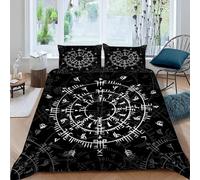 Duvet Cover Set king size 3D Viking Quilt Cover Soft Microfiber Comforter Cover With Zipper Closure Bedroom and 2 Pillowcase Norse Mythology Runes Bedding Sets for Kids Teens and Adults