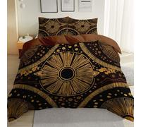 Duvet Cover Set King Size, Abstract African Tribal Art Pattern, Luxury Hypoallergenic Bedding with 2 Pillowcases 50x75cm for Master Bedroom, Brown