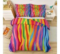 Duvet Cover Set King Size, Multi-Coloured Animal Zebra Print Geometric, Soft Microfibre Quilt Cover with Zipper for Master Bedroom, Young Adults