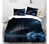 Duvet Cover Set King Size Night View Titanic Quilt Cover Bedding Set Easy Care Bed Linen Soft Microfiber, Bedding Sets & Pillowcase with Zipper Closure, Duvet Cover for Kids Teenagers