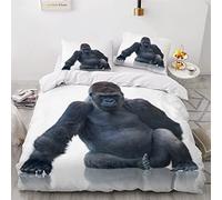 Duvet Cover Set King Size Silverback Gorilla 3D Printed Quilt Cover Microfiber Bedding Set Wild Animals Ultra Soft Hypoallergenic Comforter Cover with Zipper Closure and Pillowcase for Teen Adult
