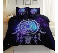 Duvet Cover Set King Size, Simple Dream Catcher Galaxy Pattern, Luxury Hypoallergenic Bedding with 2 Pillowcases 50x75cm for Master Bedroom, Black