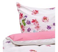 Beliani Duvet Cover Set LARYNHILL Sateen Cotton 135 x 200 cm Pink, White